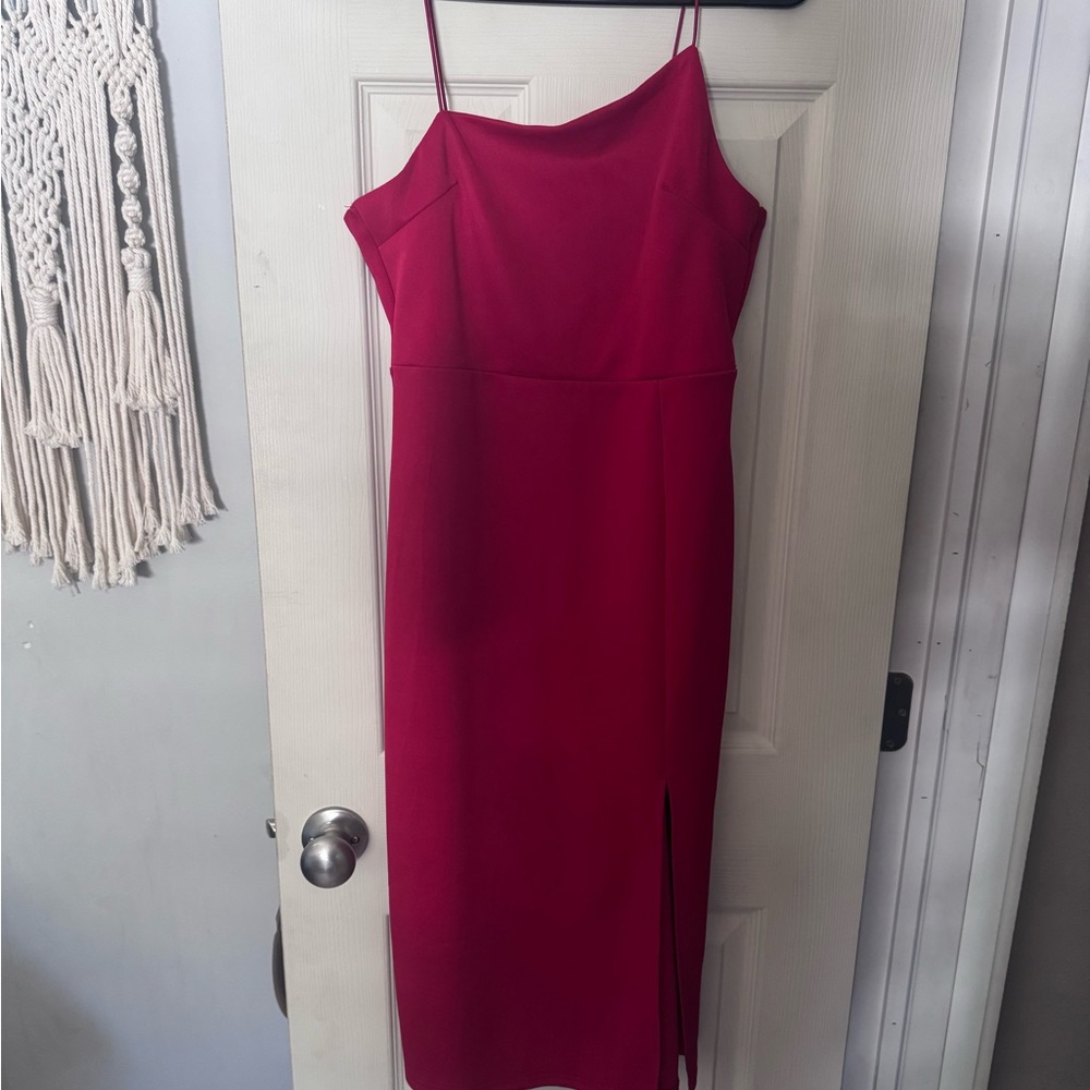 Red Strap Slip Midi Dress